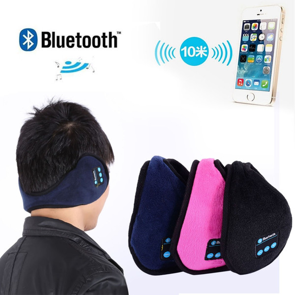 Wholesale-Wireless Bluetooth Earmuffs Music Headset Stereo Headphone Winter Warm Leather Earmuff Speaker