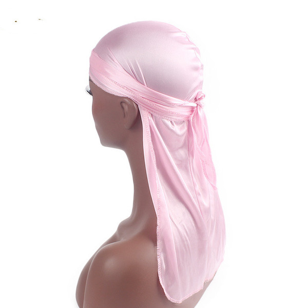 Designer Silky Durag Silk Hair Bonnets Skull Pirate Hat With Long Tail For Adult Men And Women