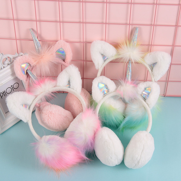 New High Quality Cute Ear Muffs Kids Winter Fashion Lovely Thicken Plush Unicorn Ear Warmer Earmuffs Cover For Kids Gift