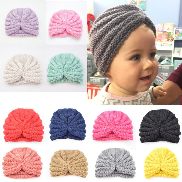 Ins Children's Wool Indian Hat Kids Baby Knitting Hats Warmer Solid Hat Crochet Caps Winter Ears Protection Support FBA Drop Shipping M30F