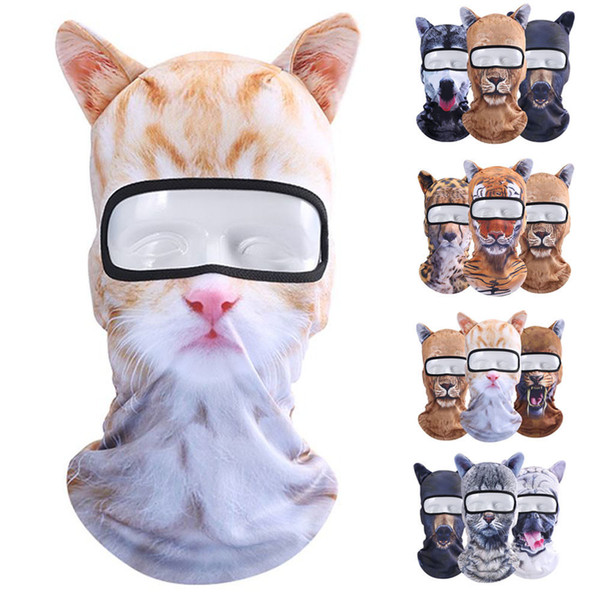 3D Animal Outdoor Full Face Mask Caps Riding Skull Hood Solid Multi Color UV Protection Cap Hat Active Sports Motorcycle Masks NNA286