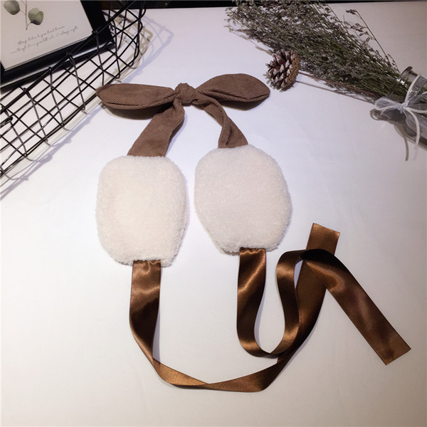 Ribbon Winter Earmuffs Adjustable Warm Female Thickened Student Bow Earmuffs Girls Baby Gift Plush Soft Ear Muff PS-30