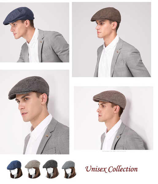 Stand Focus Unisex Women Men Newsboy Ivy Golf Driving Hat Cap Herringbone Fashion Wool Blend Tweed Fall Winter