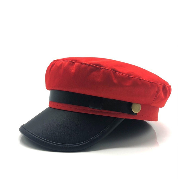 unisex black red flat navy hat cap women men fashion berets hot sale street style beret caps brand hats Newspaper Cap
