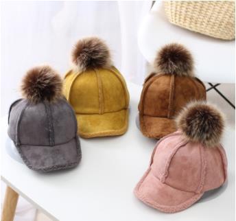 2019 Children's Caps Winter Boys'and Girls' Baseball Korean Edition Duck Tongue Cap Suede Fur Baby Warm Cap Tide
