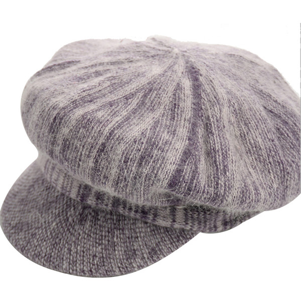 Wholesale- 2016 Fashion Beret winter plus thick velvet beret hat for women Octagonal Cap newsboy cap womens cabbie wool hats