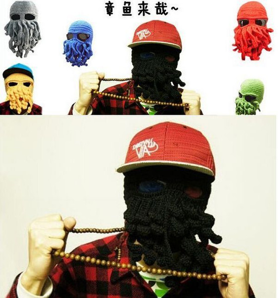New Octopus wool hat fashionable world Octopus wool hat creative winter keep warm Octopus hat beard knitted hat Halloween Christmas 10pcs