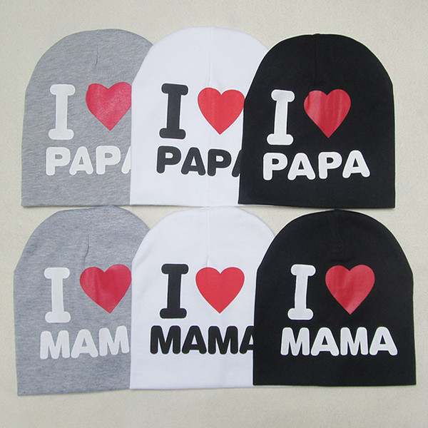 I Love Mama Papa Baby Hat Cotton Knitted Warm Beanie Hat for Toddler Baby Hats Kids Cap I LOVE PAPA MAMA Printed