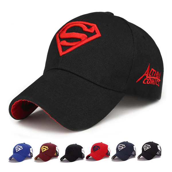 Suerhero Superman Cat Hats LOGO Superman Embroidery Baseball Cap Adjustable Ball Caps Sun Hat for Women Men drop shipping