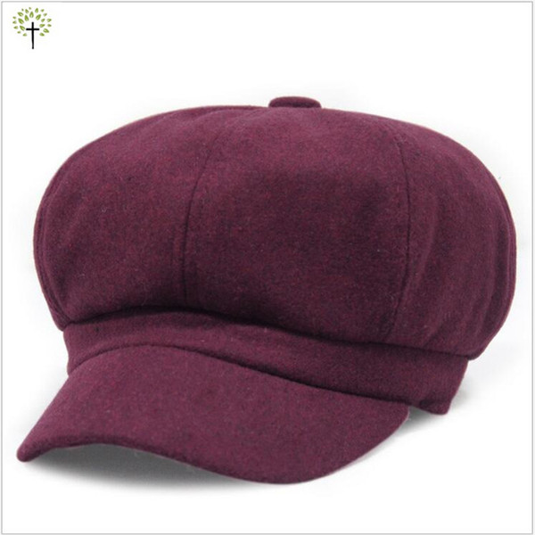 Wholesale- Sweet girl new arrival wool warm newsboy caps octagonal cap free shipping