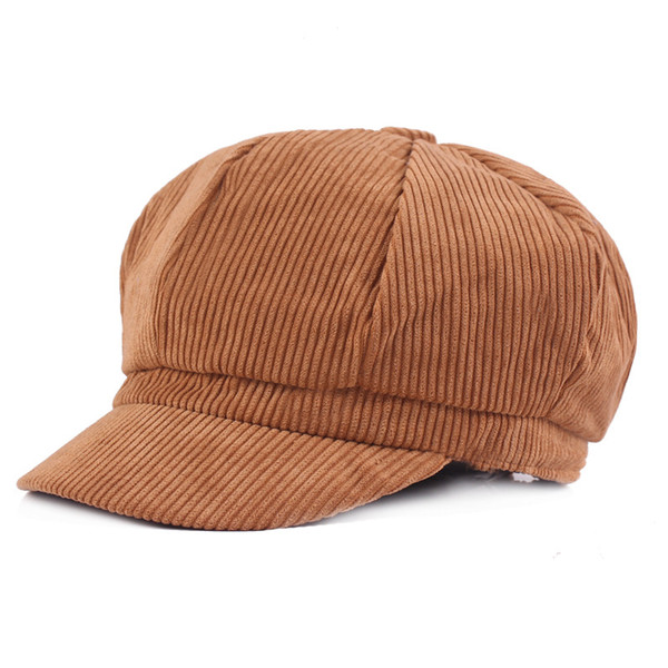 Fashion Hats for Women Corduroy Newsboy Cap Solid Autumn Winter Female Beret Octagonal Casquette Ladies