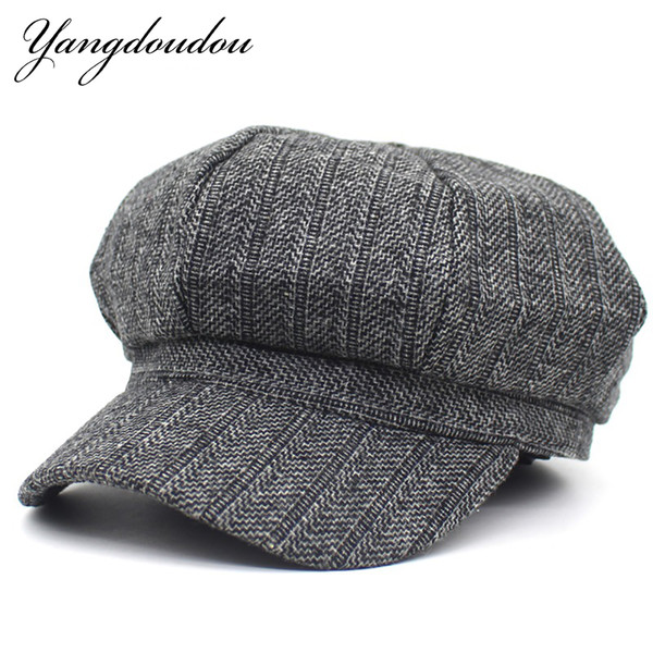 Yangdoudou New Brand Unisex Octagonal Cap Plaid Retro Flat Caps Vintage Newsboys Hats British Style Painter Hat