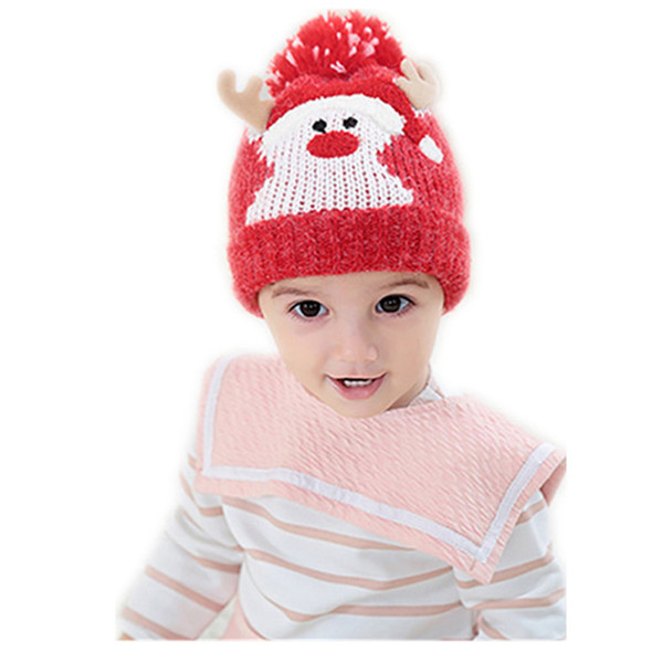 Christmas Hat Children's Woollen Hat Winter Korean Cartoon Milu Deer Knitting Hat Thickened Lining To Keep Warm And Cold