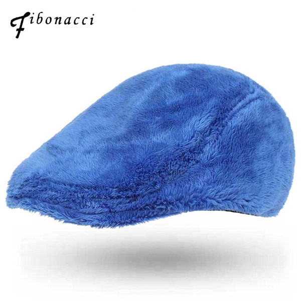 Fibonacci 2018 New Autumn Winter Plush Newsboys Caps Fashion Women Berets Flat Cap Hats