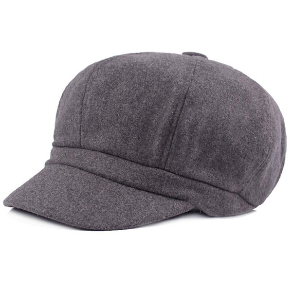 Plain Blank Women's 8 Panel Newsboy Cap Driving Formfitting Faux Woolen Cabbie Hat Teens Ladies Dark Red Grey Khaki Black Navy
