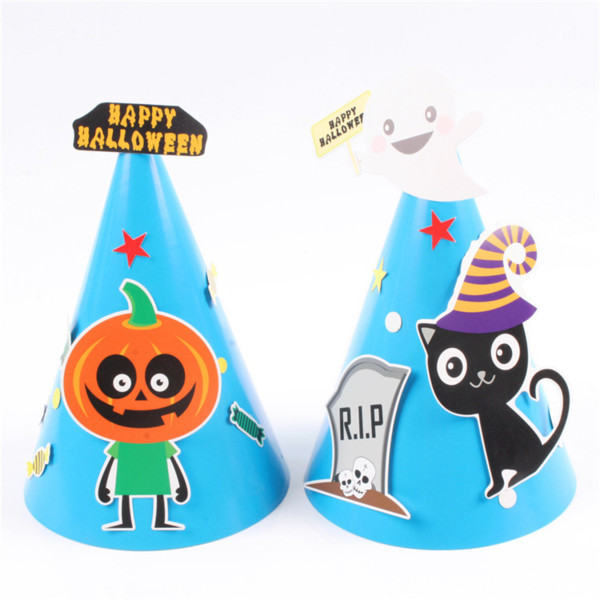 2018 Festive Halloween Party Caps Cartoon Pumpkin Bats Witch Hats Baby Kids Birthday Dcoration Paper Cap ePacket Child Gifts Free Shipping