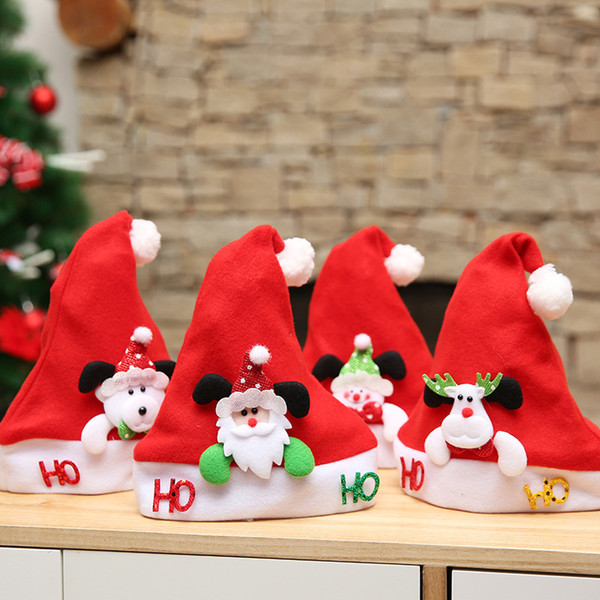 Hot Sale and Brand New Fashion Christmas Decal Cartoon Hat Kids Christmas Hat Ornaments Baby Cartoon