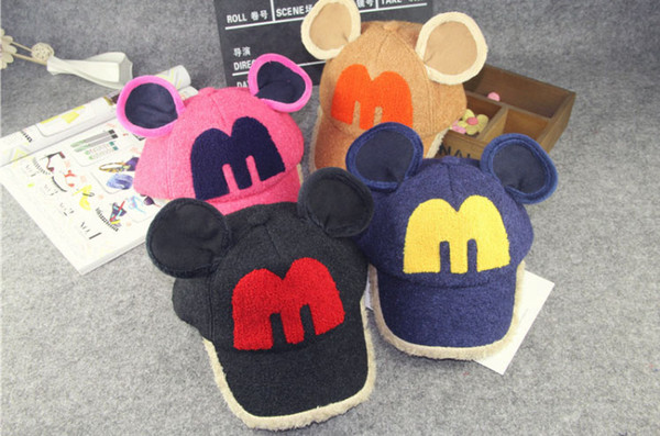 Character Baby Fashion Winter Baseball Hiphop Cap Cartoon Red Khaki Blue Yellow Hat Lovely Casual Style Babies