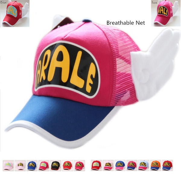 New Coming Anime Cosplay Breathable Net Cap Hats Dr.Slump Arale Angel Wings Summer Colorful Mesh Cap for Adult Size Adjustable