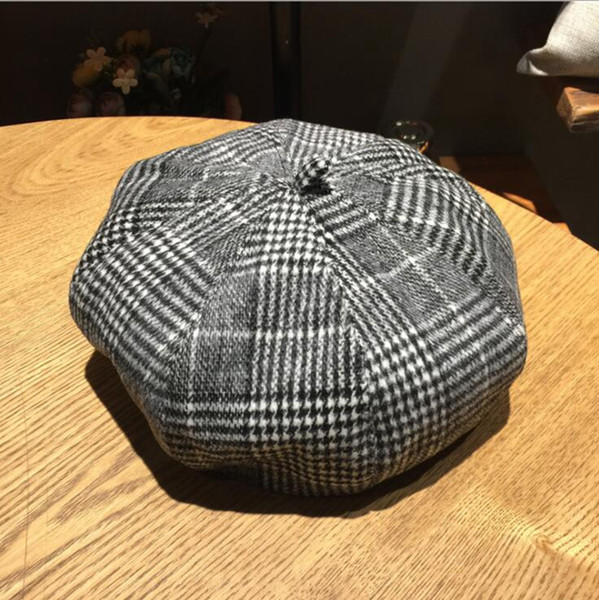 British Woolen Plaid Beret Autumn Winter Pumpkin Hats Casual Wild Japanese Literary Painter Artist Cap Hat OOA4582