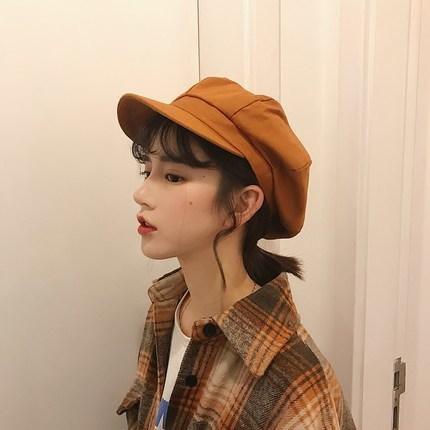 MIARA.L thin soft top solid color octagonal hat lady leisure day art painter hat student retro beret for Spring and Autumn C18112201