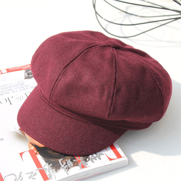 5 colors men and wovmen unisex Newsboy Caps casquette wool Warm Winter Octagonal Hat Male Female Gatsby Retro Flat Caps free shipping