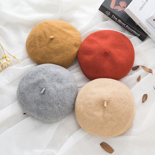 New wool beret female autumn and winter wild art British painter hat Korean version of the retro hat tide