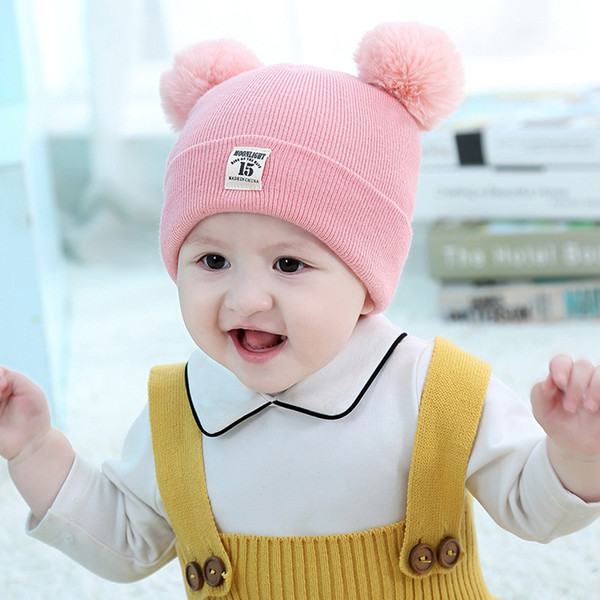 2018 children's hat autumn and winter wool neckband set Korean version baby wool hat baby knitting hat