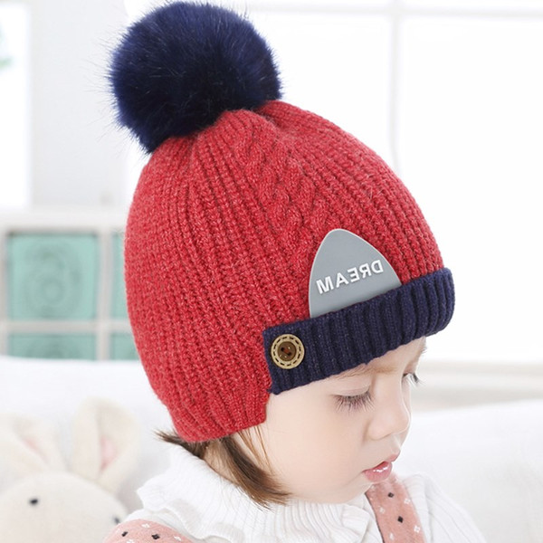 Baby hat autumn and winter 2-5 years old children's wool hat Korean version of boys and girls thick warm earmuffs knitted baby hat