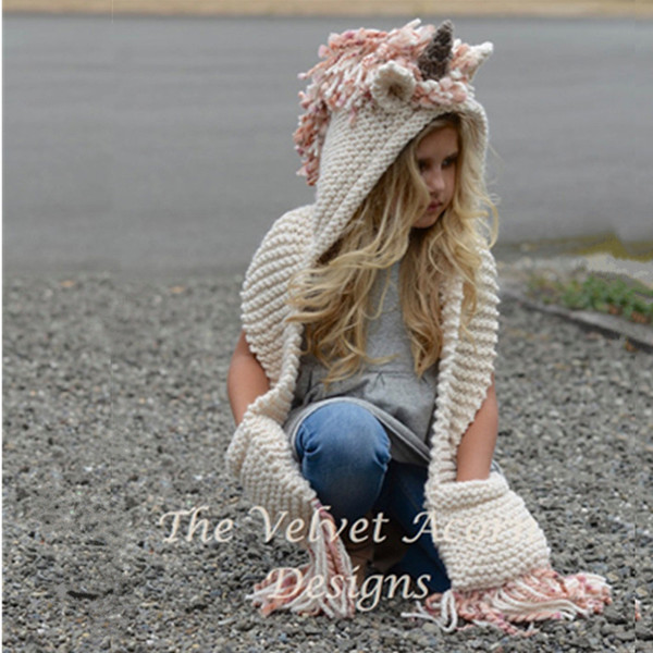 Children's Unicorn Hat Woolen Cloak Cap Europe and America Creative Scarf Boy Cartoon Hat Autumn Men and Women