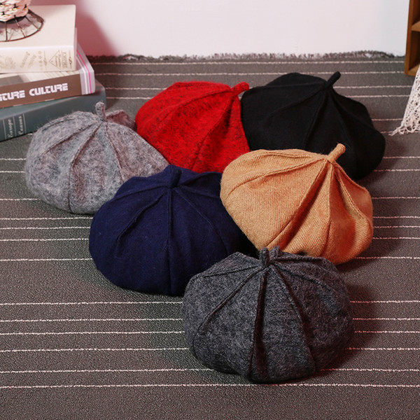 Wool hat female autumn/winter? Winter day han edition fashion tide pumpkin beret caps anise south Korean female artist cap
