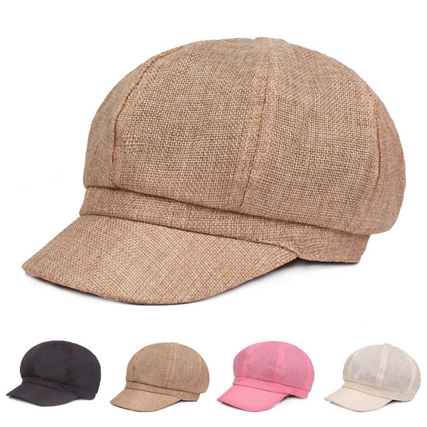fashion beret for ladies monochrome retro painter hat travel visor travel outdoor hat Burlap octagonal cap