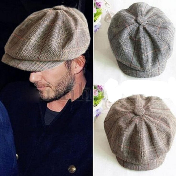 Wholesale Men Women Retro Baker Boy Hat Newsboy Gatesby Tweed Country Golf Sun Flat Beret Cap Free Shipping
