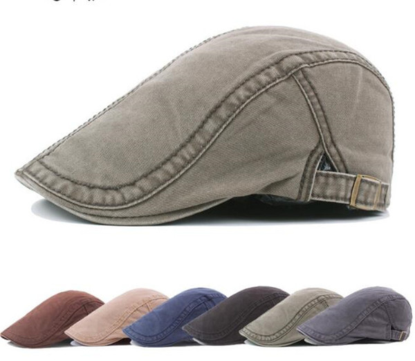100pcs men Cotton Flat Snap Hats old men beret hat denim jeans Newsboy caps Ivy Gatsby Hunting Cabbie Driving Cap R253