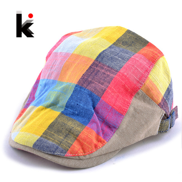 Wholesale-2016 Spring and Autumn Fashion boina hats for women newsboy caps Plaid beret Cap dipper hat 3 colors chapeu