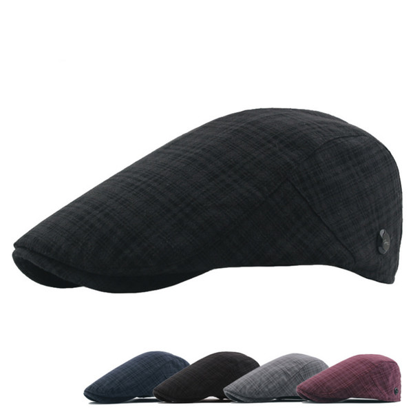 New High Quality Newsboy Cap Retro Adult Berets Men Cabbie Flatcap Hats For Men's Newsboy Caps Button Adjusting Men's Hats