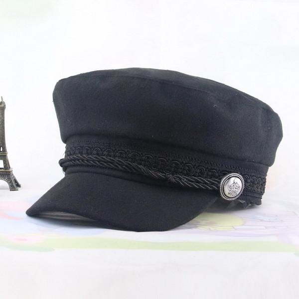Wholesale 2019 Hot Spring Fashion Women Wool Hat British Style Warm Retro Newsboy Caps Octagonal Cap Female Visor Caps