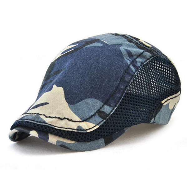 Cotton Flat Snap Hat Ivy Gatsby Newsboy Hunting Cabbie Driving Cap Breathable mesh Summer Beret Camouflage Patchwork Golf Men Women 8712