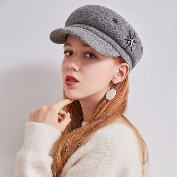2018 Fashion Octagonal Caps Girls Winter Beret Hats Women Wool Warm Beret Cap Women Snow Brand Newsboy Hats Dome Soft Flat Hat
