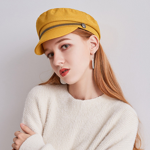 Europeanhat Women Sombrero Mujer Female Autumn and Winter Newspaper Boy Hat Tide Retro Casual Wild Octagonal Cap