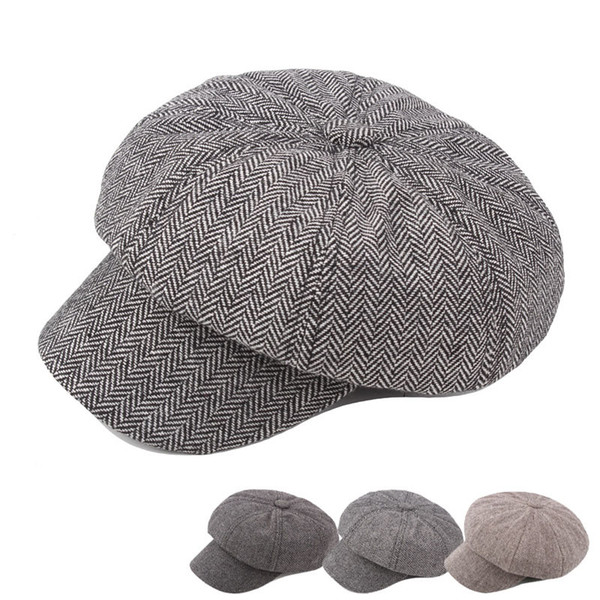 New Fashion Beret Hat Trend Herringbone Striped Octagonal Cap Men's Outdoor Sunhat Ladies Versatile Beret Hat