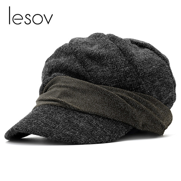 Lesov Vintage Patchwork Octagonal Newsboy Caps Women Autumn Winter Hats For Women Warm Cotton Visor Sun Caps Casual Sport Hat