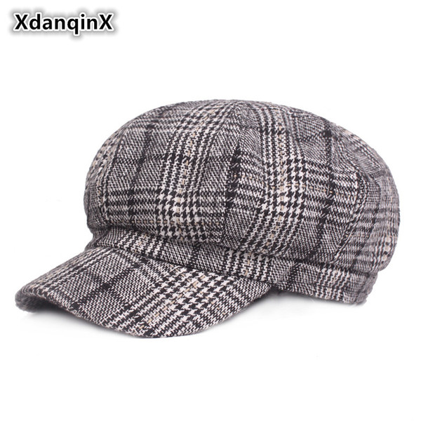 XdanqinX Autumn Winter Warm Women's Newsboy Caps Thicker Elegant Fashion Vintage Ladies Beret Literary Youth Female Winter Hat
