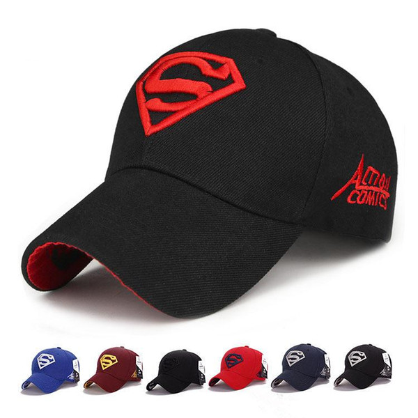Suerhero Superman Cat Hats LOGO Superman Embroidery Baseball Cap Adjustable Ball Caps Sun Hat for Women Men