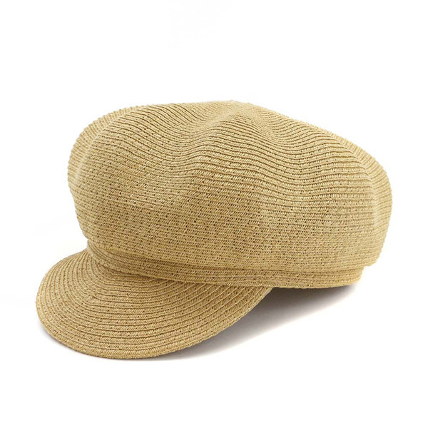 2019 Trendy Women Paper Straw Newsboy Caps Spring Summer Outdoor Sun Protection Cap Lady Breathable Octagonal Visor Cap Sunhat