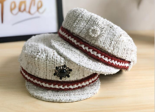 The young lady's temperamental military cap the small brim is elegant 100 take the navy hat female fashion tongue hat son