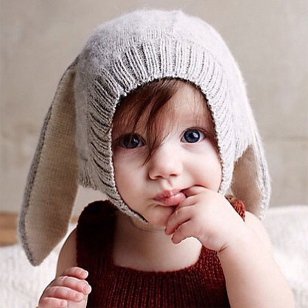 2018 AAA Cute Baby Knitted Crochet Animal Rabbit Ear Beanie Hats Children's Autumn Winter Wool Caps Creative Knit Hat toddlerhat