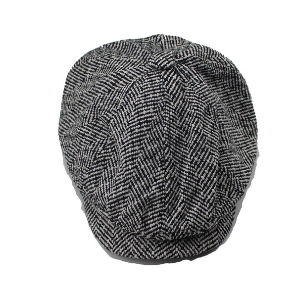 Men's cap New Newsboy Caps Movie star Retro HERRINGBONE TWEED cap Driving Men Wool Fleece Hat, Mens winter hats