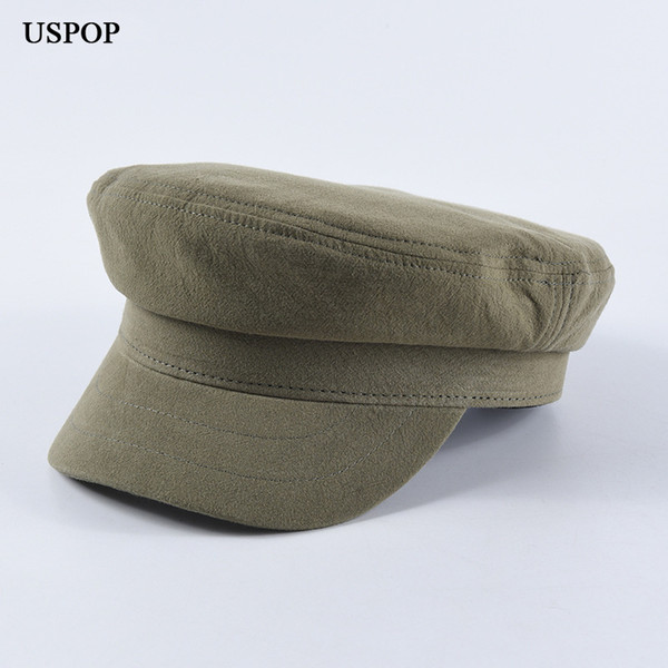 USPOP 2019 New spring women caps solid color cotton newsboy caps fashion flat top visor