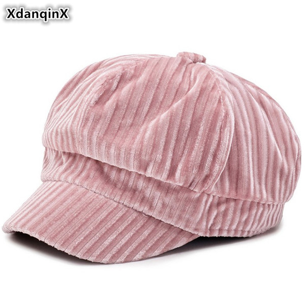 XdanqinX Snapback Cap Autumn Winter Women's Hat Elegant Newsboy Caps Trendy British Joker Foldable Beret Brands Hats For Women